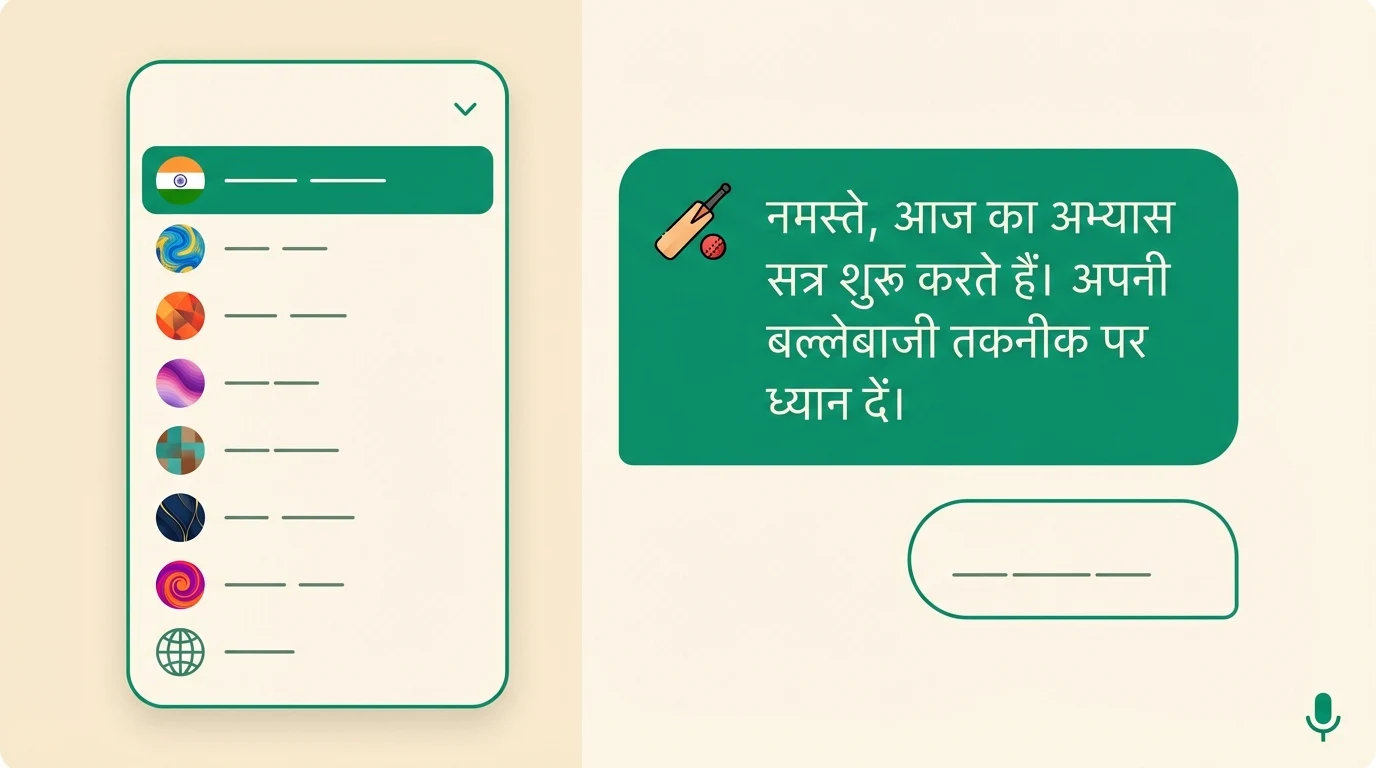Language selection with Hindi coaching response