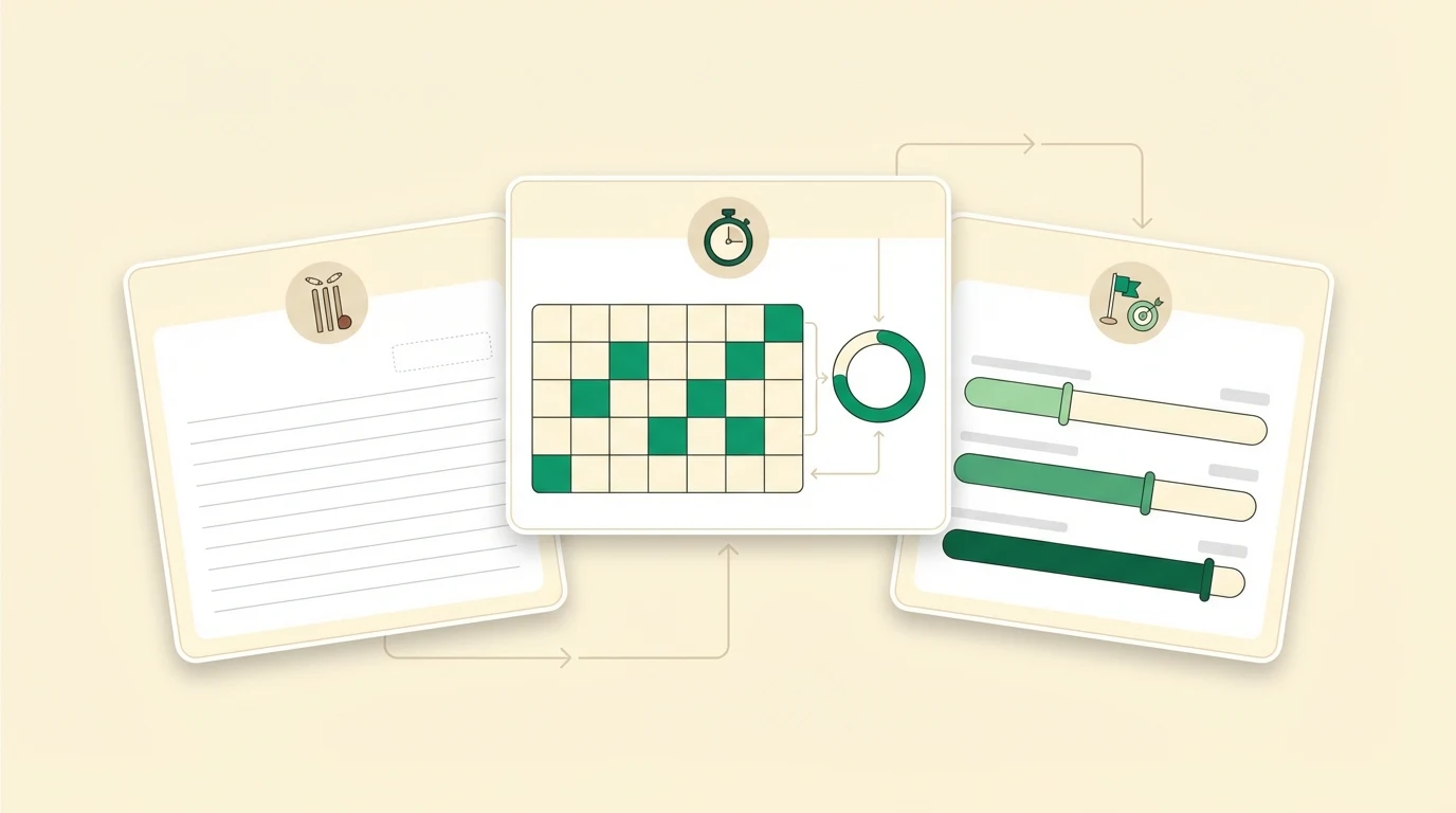 Training tools — match journal, training log, and season goals