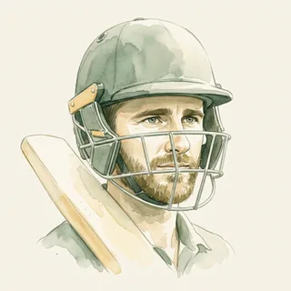 Watercolour portrait of Kane Williamson