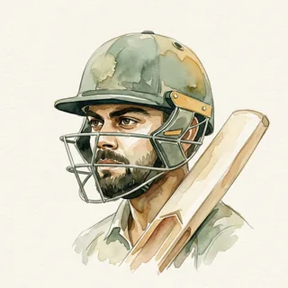 Watercolour portrait of Virat Kohli